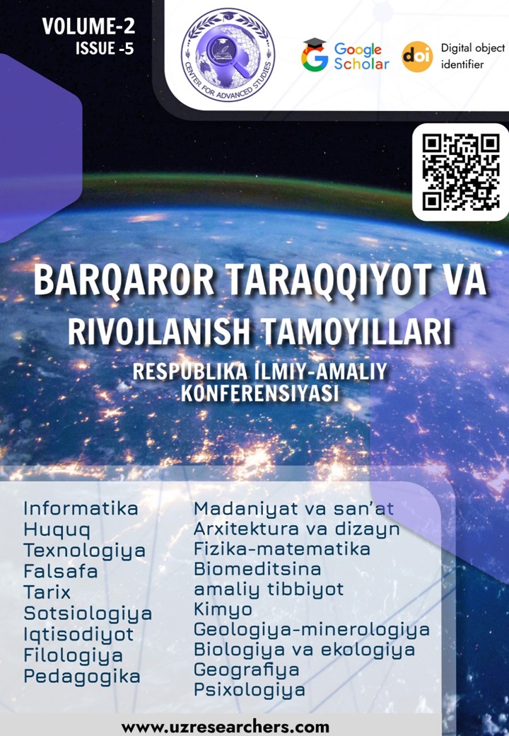 					View Vol. 2 No. 5 (2024): Barqaror Taraqqiyot va Rivojlanish Tamoyillari
				